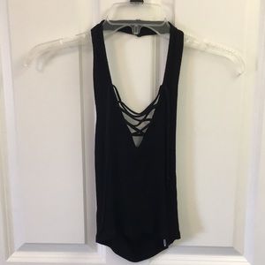 black halter crop top
